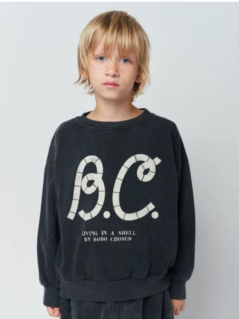 Bobo Choses “Living in a Shell” Kids Sweatshirt – Charcoal Black